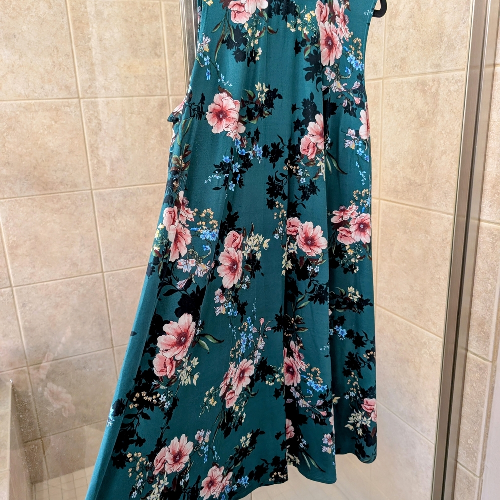 Floral Teal Sleeveless Dress